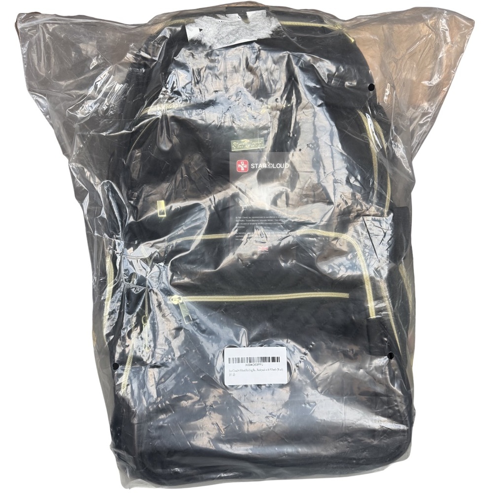 Star Cloud Rolling Backpack Carry On USB Type-C 21x14x9 Black NWT - Picture 3 of 9
